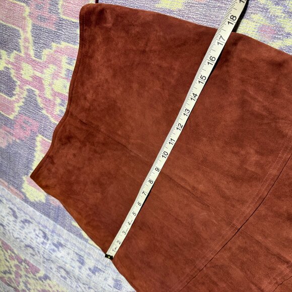 Vintage Leather Tiered Brown Flare Maxi Skirt Women's Size 8 - Picture 6 of 12